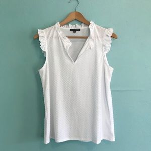 Adrianna Papell ruffled polka dot sleeveless top